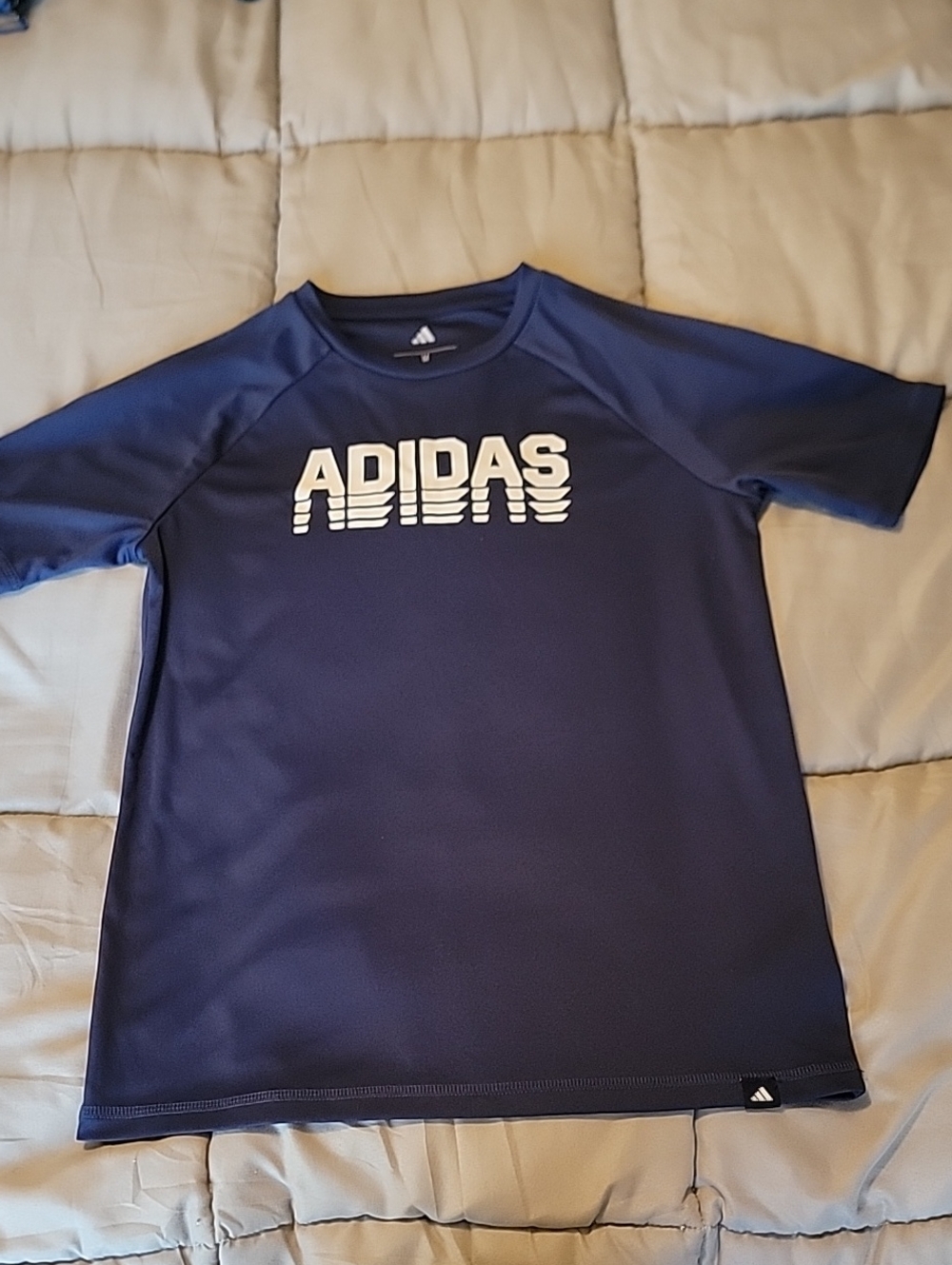 adidas Navy Blue Short Sleeve Tee with White Logo